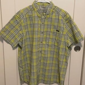 Eddie Bauer Green and White Casual Button Down Shirt